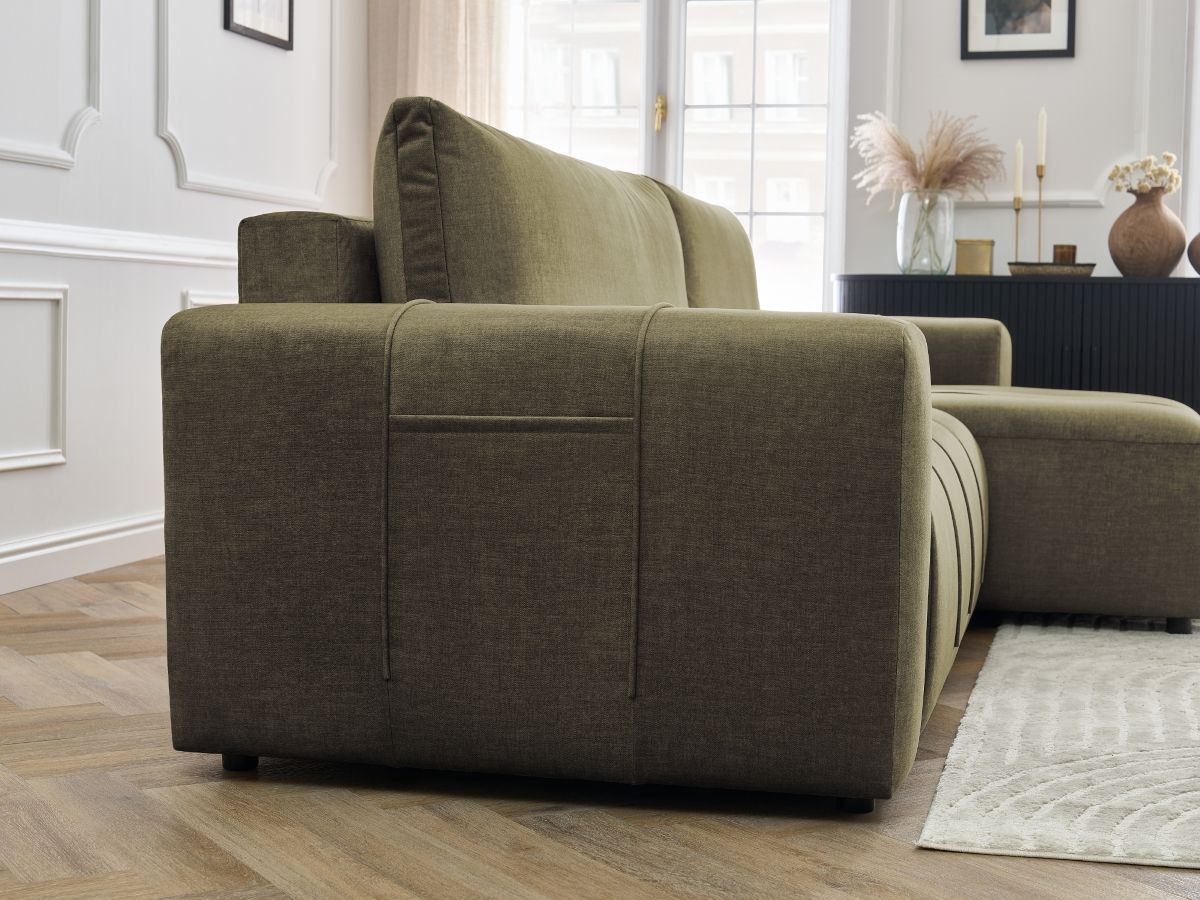 Canapé d'angle réversible convertible coffre ARSENE tissu velours
