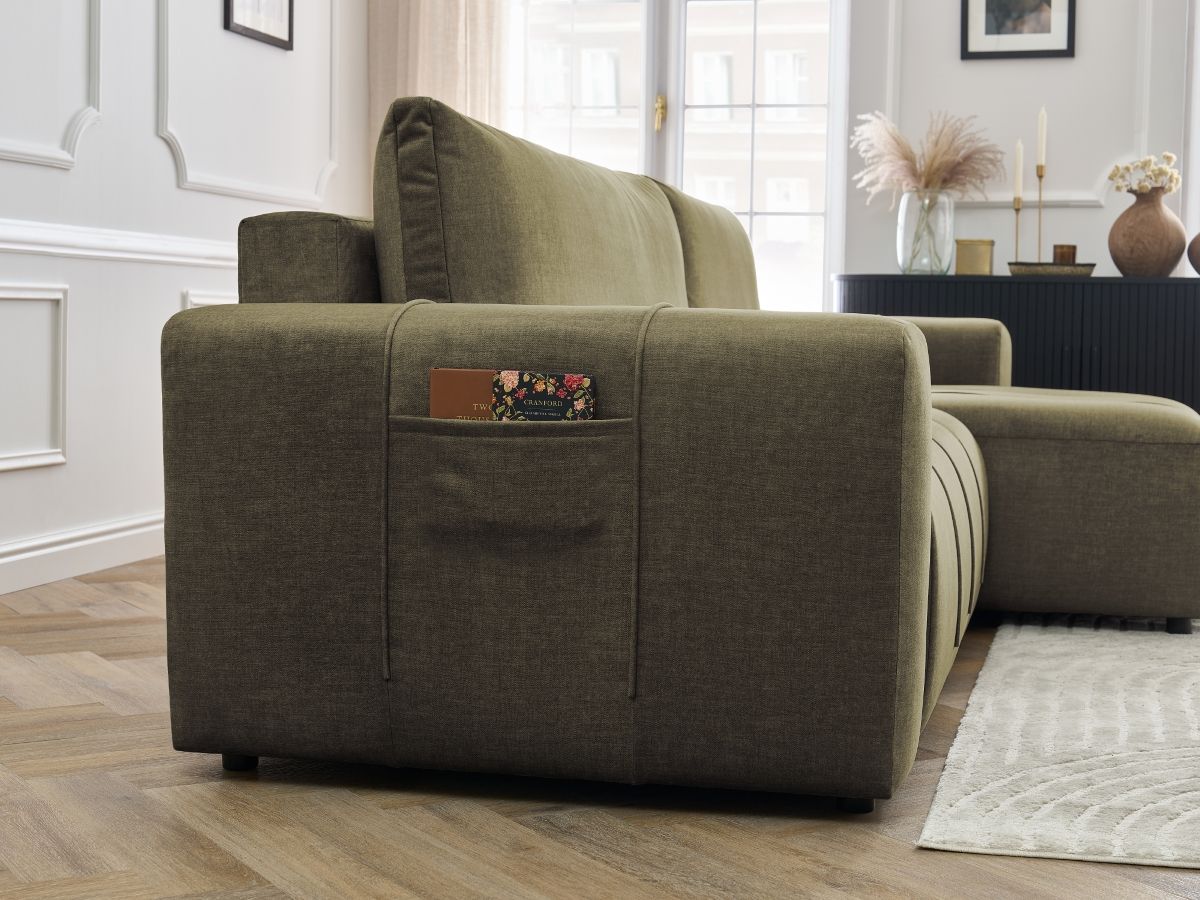 Canapé d'angle réversible convertible coffre ARSENE tissu velours