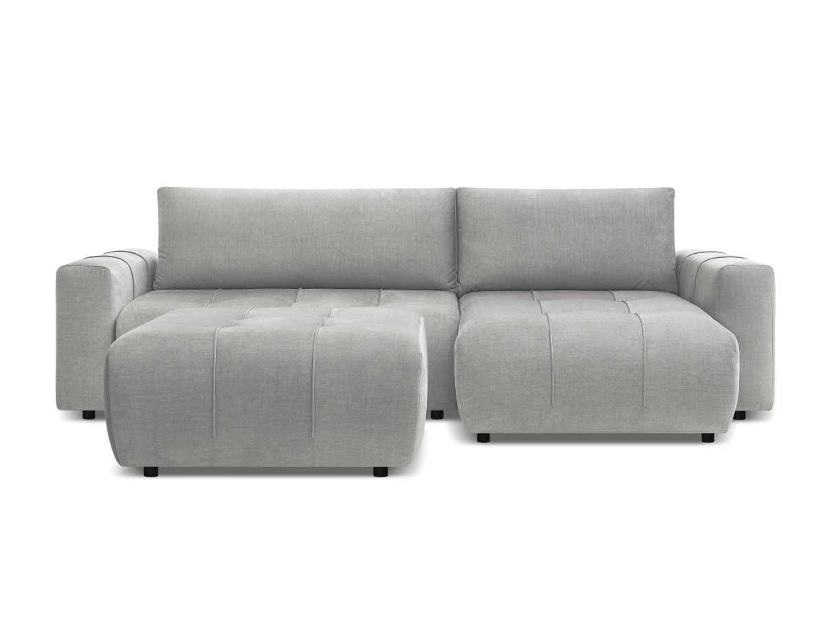 Canapé d'angle réversible convertible coffre ARSENE tissu velours avec pouf