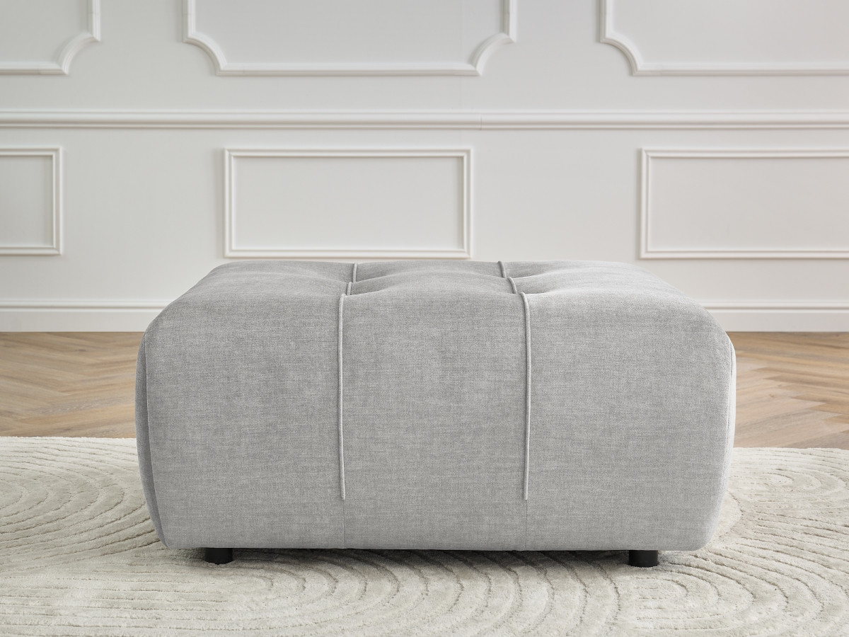 Pouf ARSENE velours gris clair — vue 6