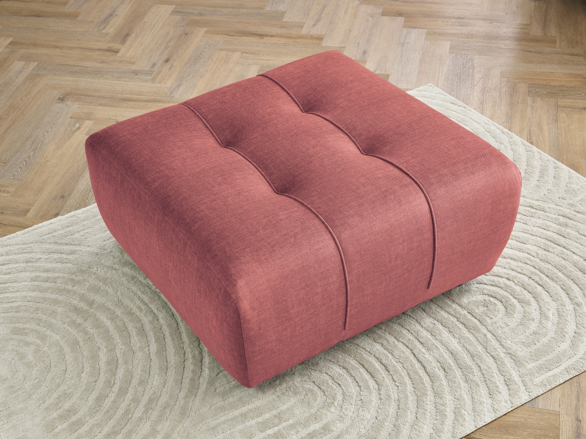 Canapé d'angle fixe EVEREST tissu chiné - Orange - Angle droit - 10 coussins
