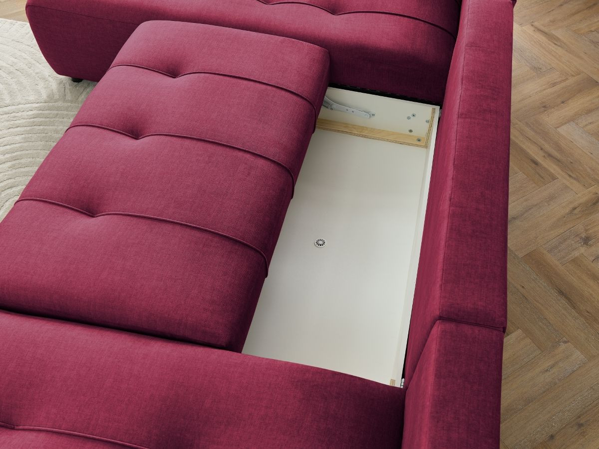 ARSENE converteerbare panoramische bank met opbergruimte van fluwelen stof