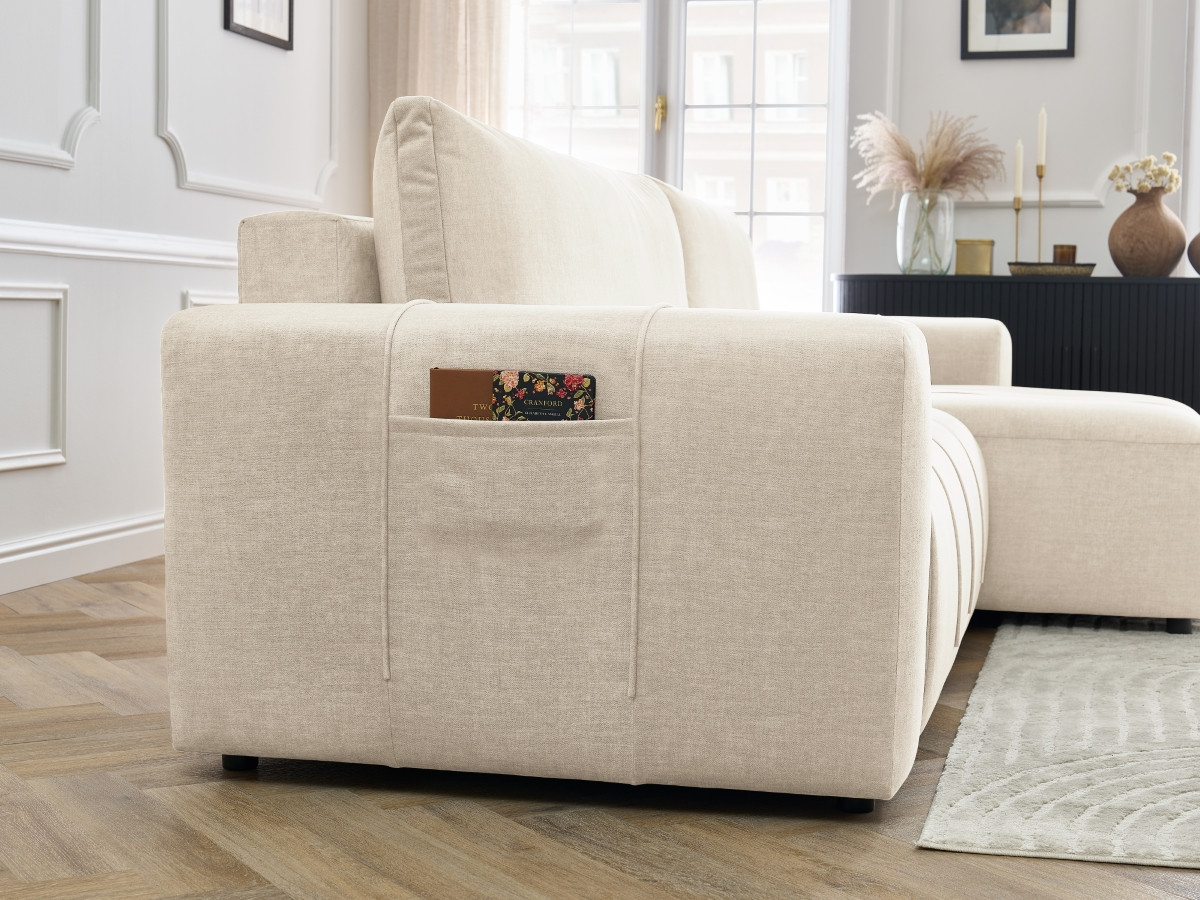 Canapé d'angle réversible convertible coffre ARSENE tissu velours