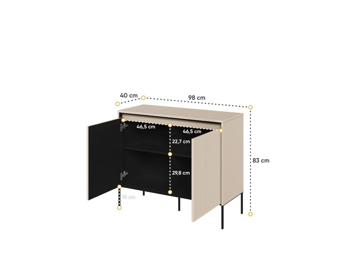 LENARA 100 cm 2-deurs dressoir met lamellen en LED's
