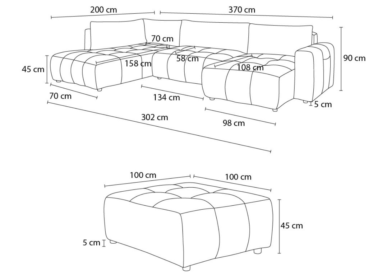 Canapé d'angle fixe EVEREST tissu chiné - Orange - Angle droit - 10 coussins