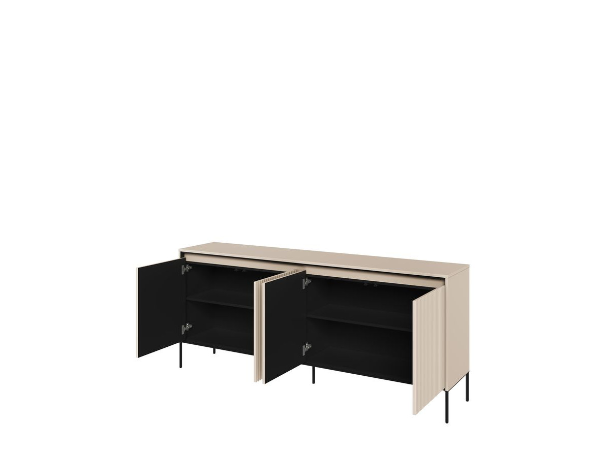 Buffet 4 portes 193 cm LENARA avec tasseaux et LED beige — vue 4