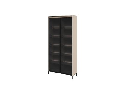 Meuble vitrine H.196 cm 2 portes vitrées LENARA avec LED