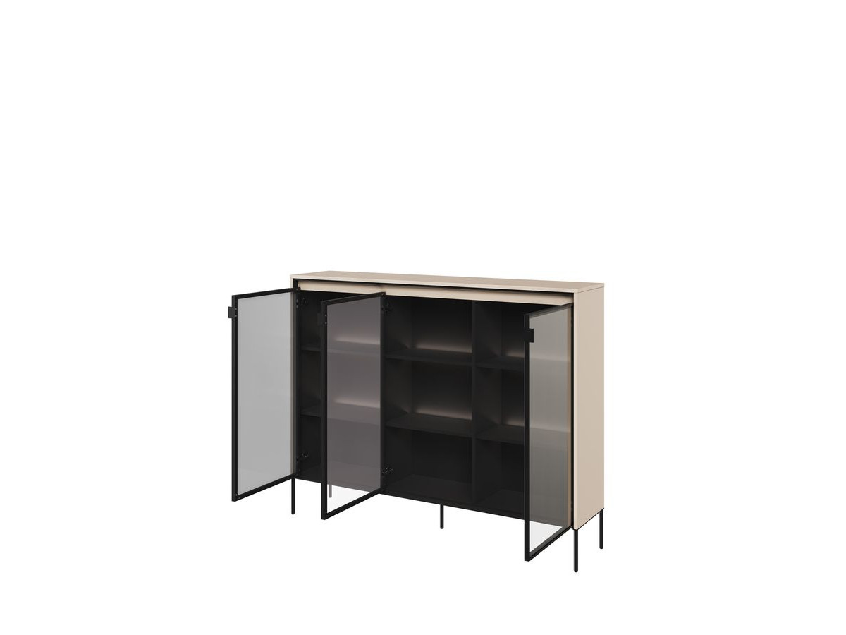 Meuble vitrine H.118 cm LENARA avec LED beige — vue 5