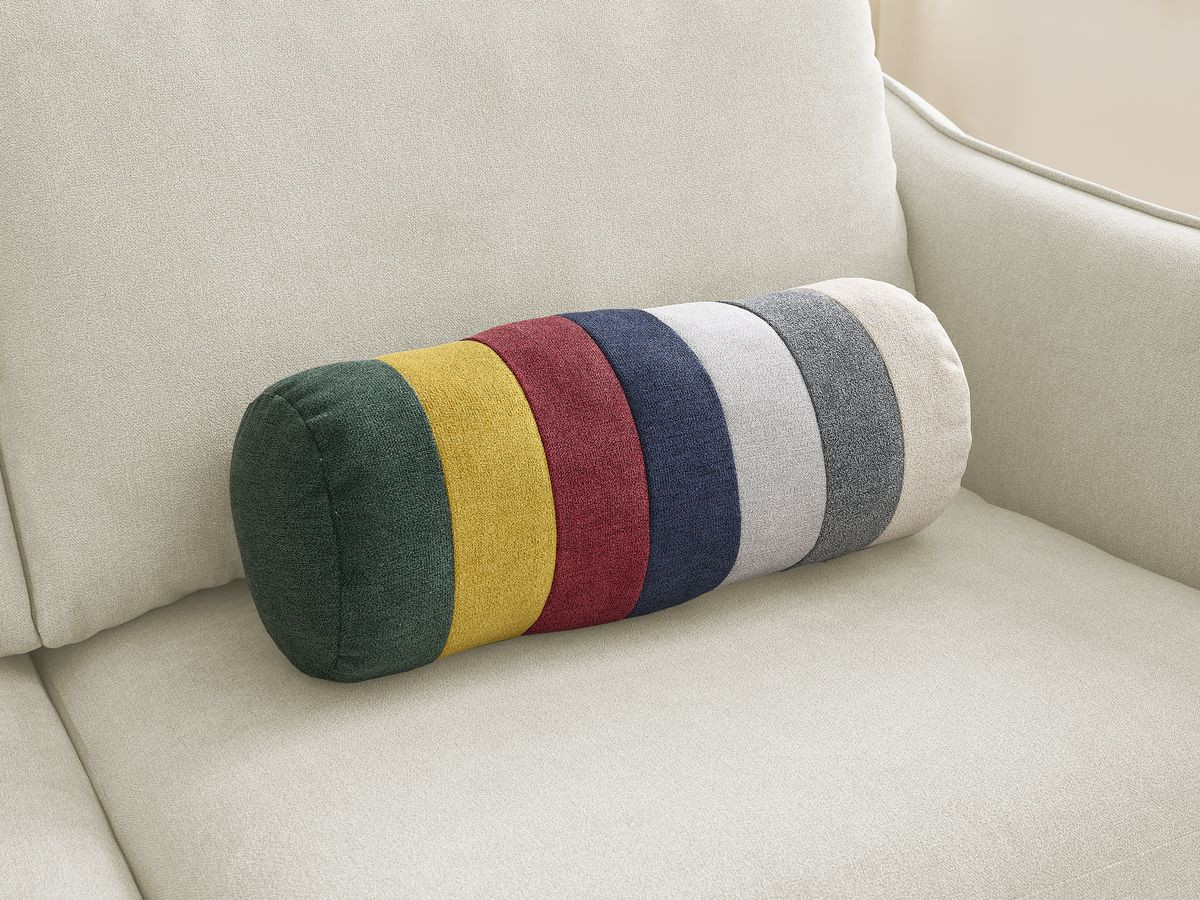 Canapé d'angle fixe EVEREST tissu chiné - Orange - Angle droit - 10 coussins