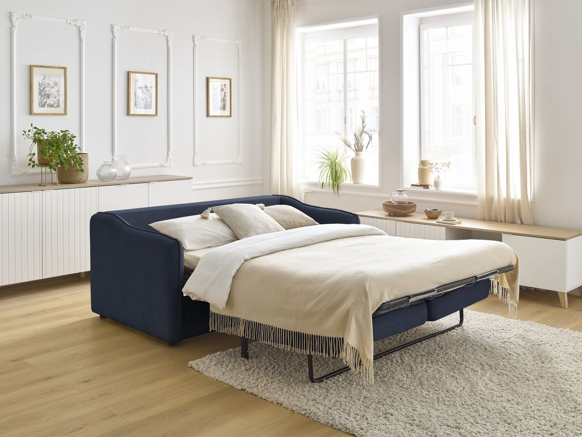 Canapé droit convertible LENNY 2 plis lisse bleu foncé — vue 5