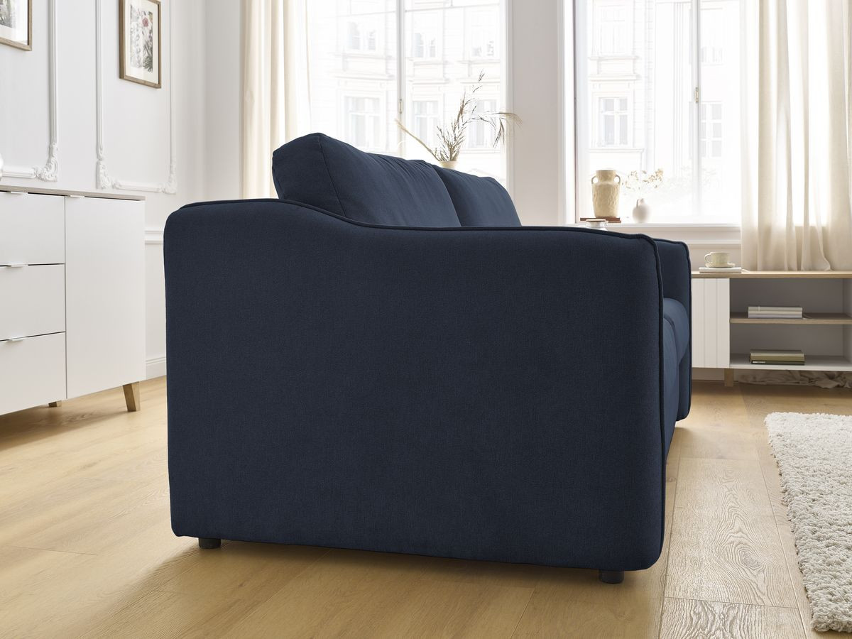 Canapé droit convertible LENNY ouverture express 2 plis tissu lisse
