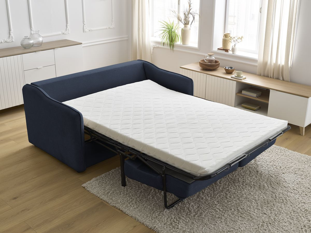 Canapé droit convertible LENNY ouverture express 2 plis tissu lisse