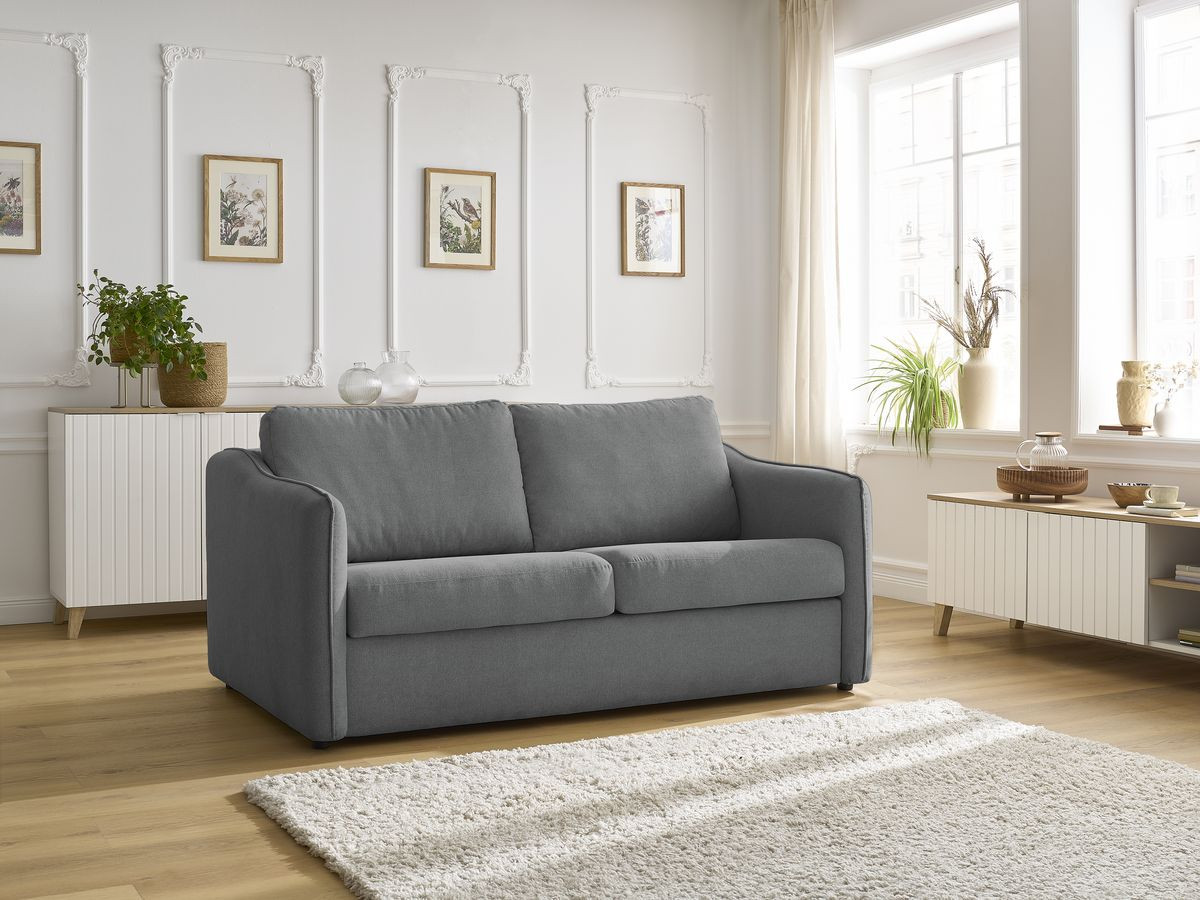 Canapé droit convertible LENNY 2 plis lisse gris foncé — vue 5