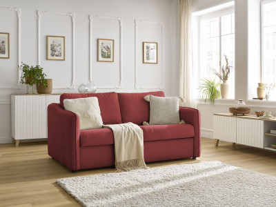 Canapé droit convertible LENNY ouverture express 2 plis tissu lisse