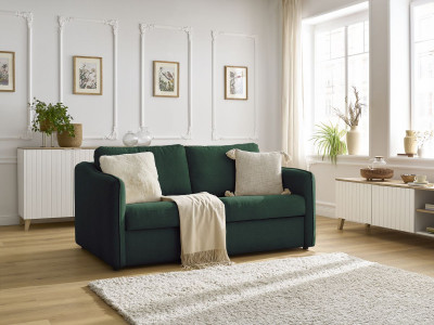Canapé droit convertible LENNY ouverture express 2 plis tissu lisse
