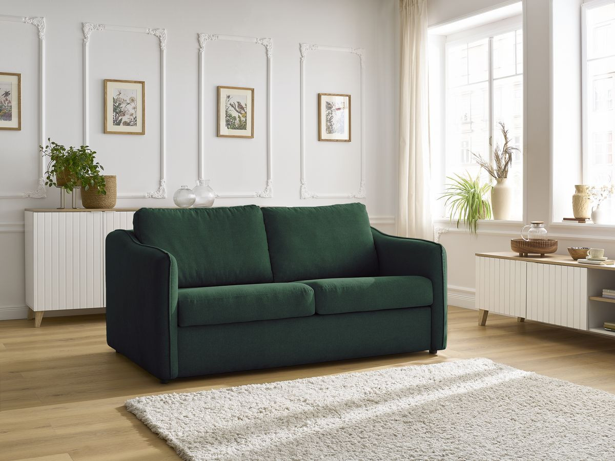 Canapé droit convertible LENNY 2 plis lisse vert — vue 5