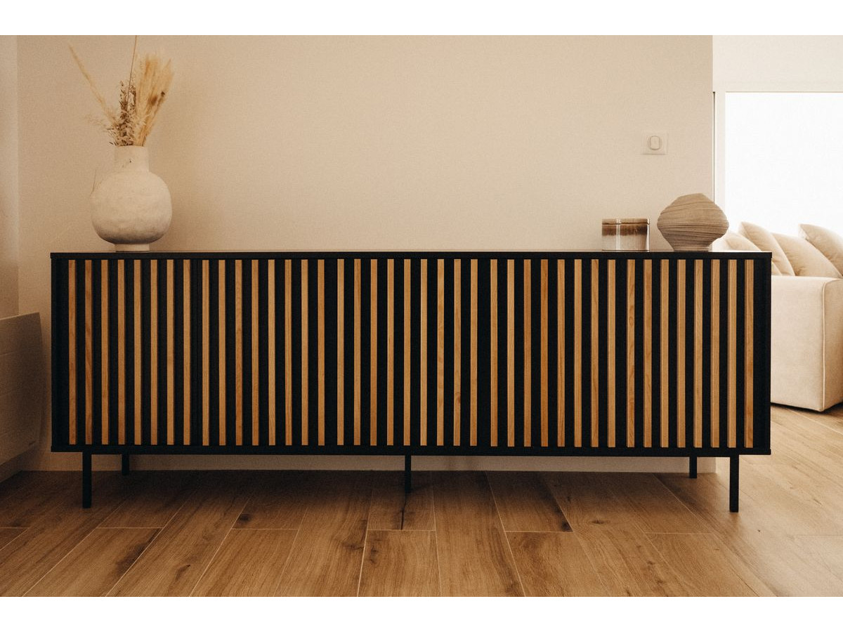 5-deurs dressoir 220 cm CORNEILLE massief grenen klampen