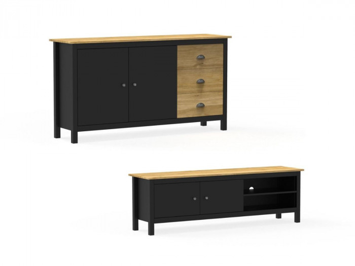 Ensemble ARAS avec buffet 150 cm + meuble TV 140 cm pin massif