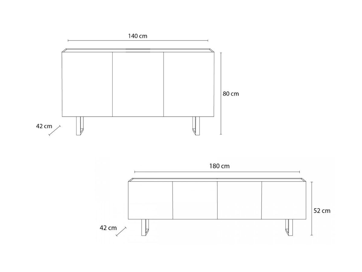 Set OPERA met dressoir 140 cm + tv-meubel 180 cm eikeneffect en imitatie zwart marmer