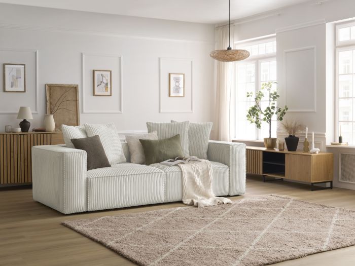 Canapé droit fixe 3 places NINA velours côtelé