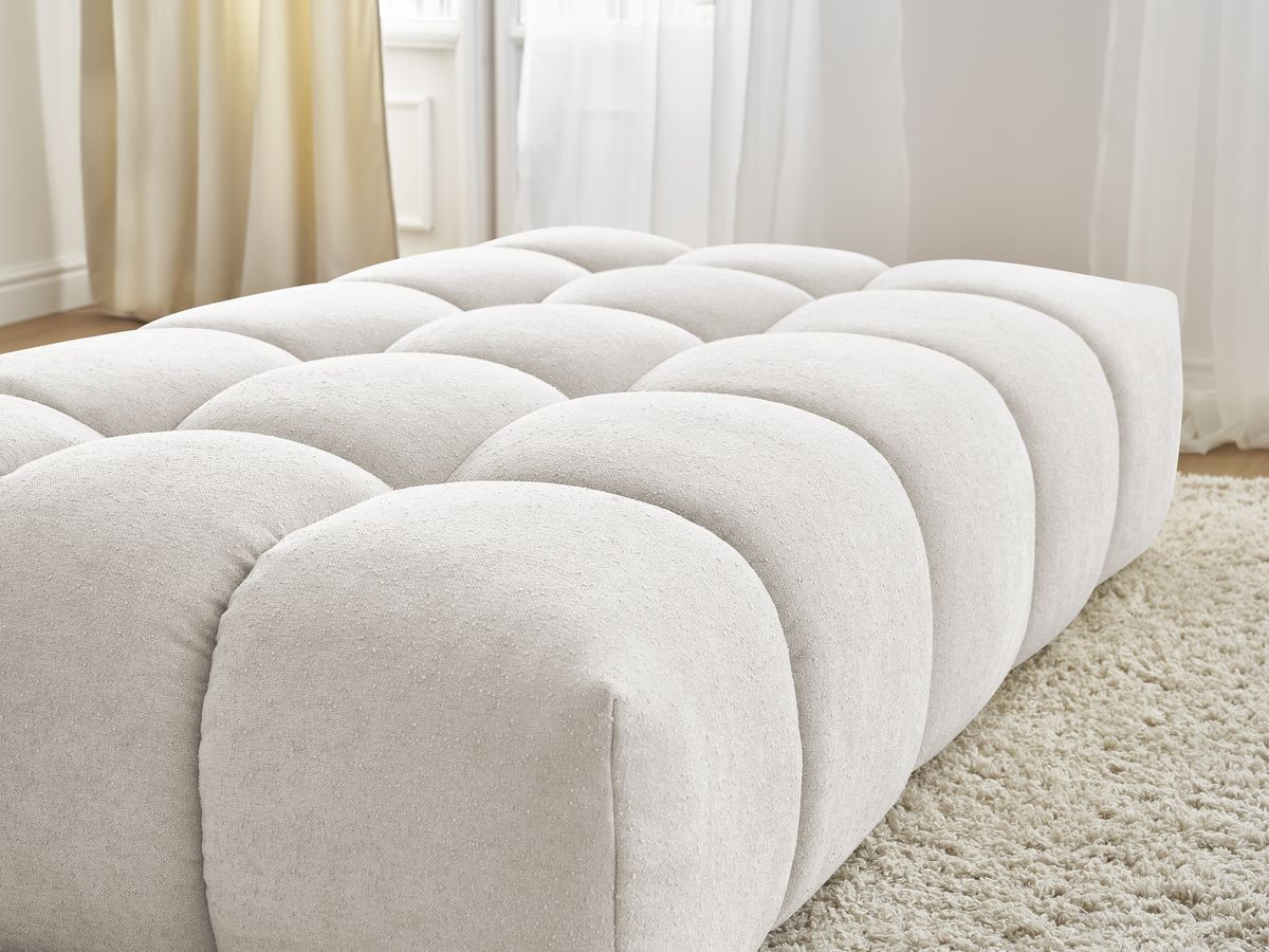 Canapé d'angle fixe EVEREST tissu chiné - Orange - Angle droit - 10 coussins