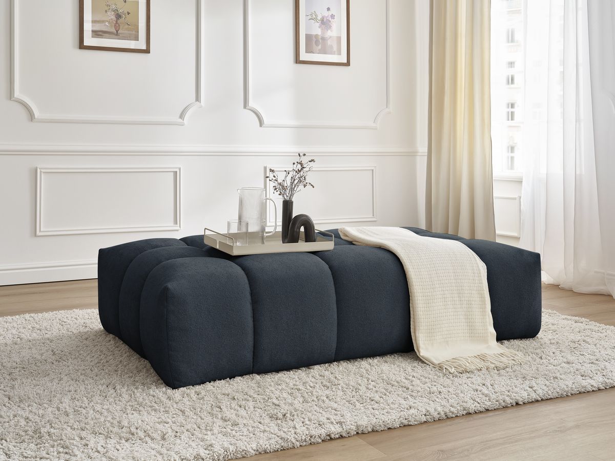 Canapé d'angle fixe EVEREST tissu chiné - Orange - Angle droit - 10 coussins