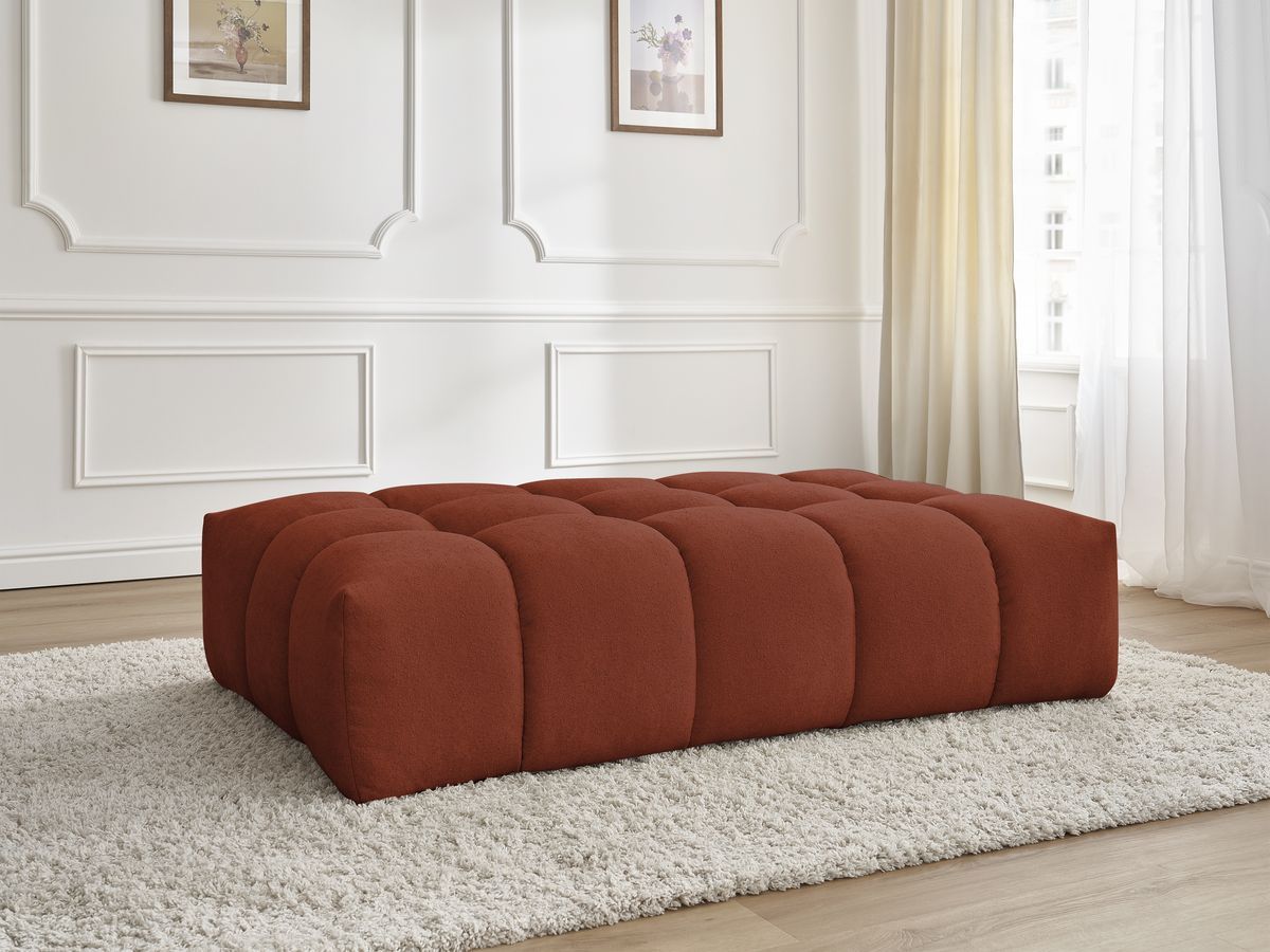 Canapé d'angle fixe EVEREST tissu chiné - Orange - Angle droit - 10 coussins