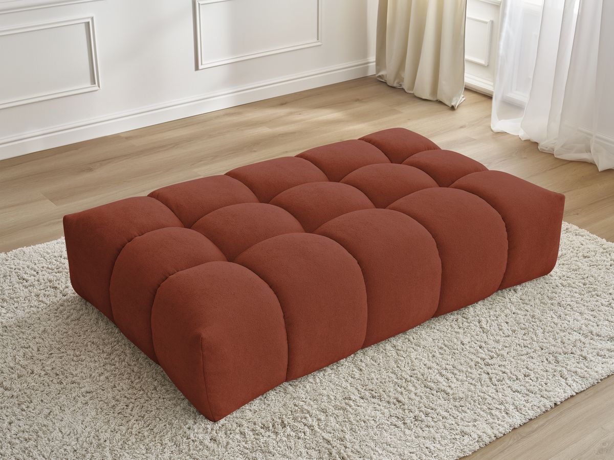 Canapé d'angle fixe EVEREST tissu chiné - Orange - Angle droit - 10 coussins