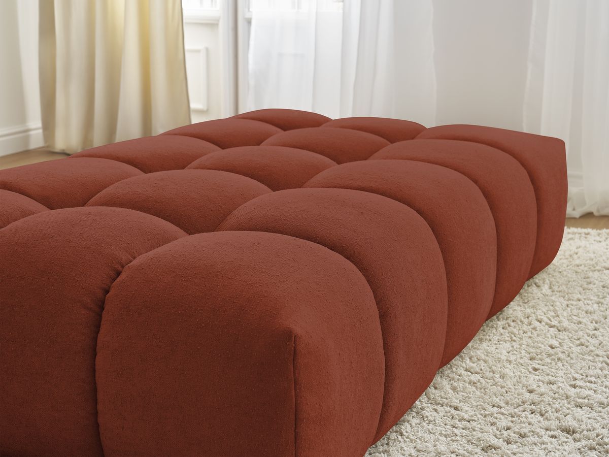 Canapé d'angle fixe EVEREST tissu chiné - Orange - Angle droit - 10 coussins