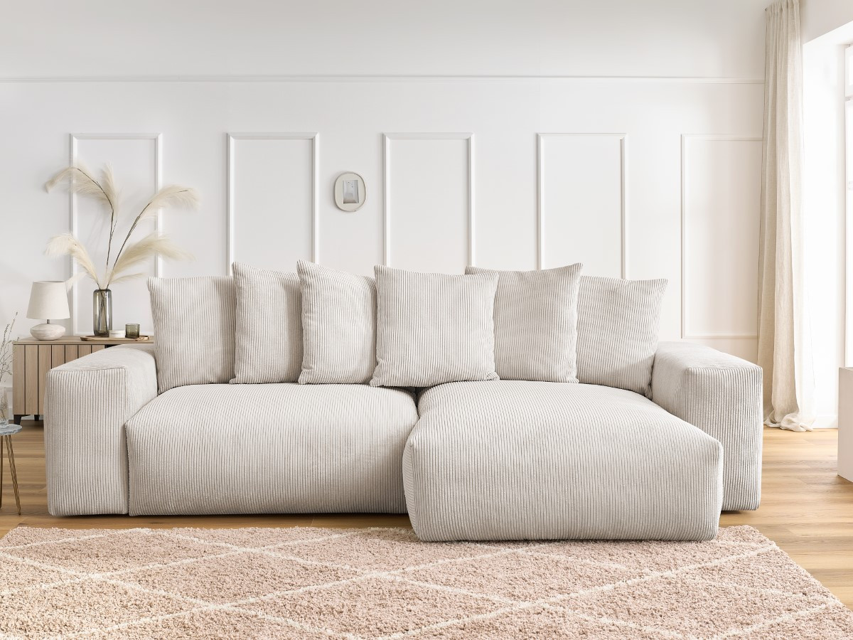 Canapé d'angle réversible MOELLEUX convertible coffre VOLTAIRE beige  réversible BOBOCHIC 4 places - Vue supplémentaire 2