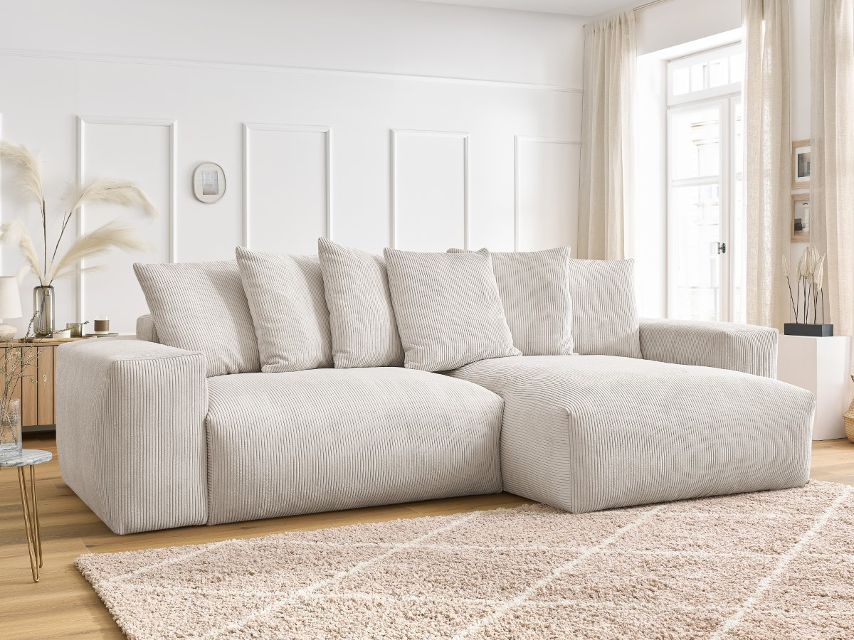 Canapé d'angle réversible MOELLEUX convertible coffre VOLTAIRE beige  réversible BOBOCHIC 4 places - Vue supplémentaire 3