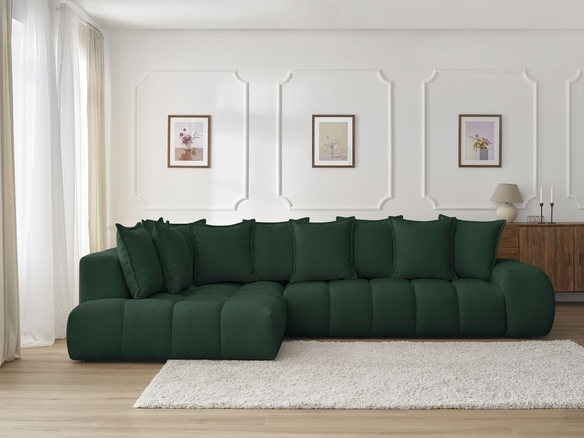 Everest canapé d'angle fixe 4 places tissu texturé vert angle gauche - Vue supplémentaire 3
