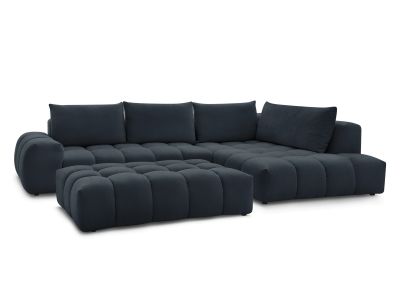 Canapé d'angle fixe EVEREST tissu texturé avec pouf
