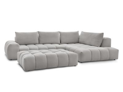 Canapé d'angle fixe EVEREST tissu texturé avec pouf