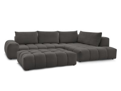 Canapé d'angle fixe EVEREST tissu texturé avec pouf