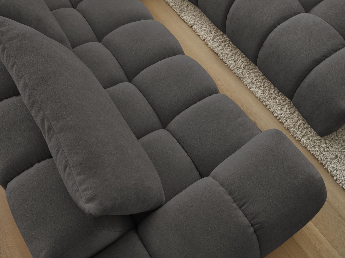 Canapé d'angle fixe EVEREST tissu texturé avec pouf