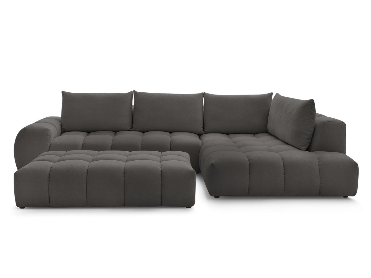 Canapé d'angle fixe EVEREST tissu texturé avec pouf