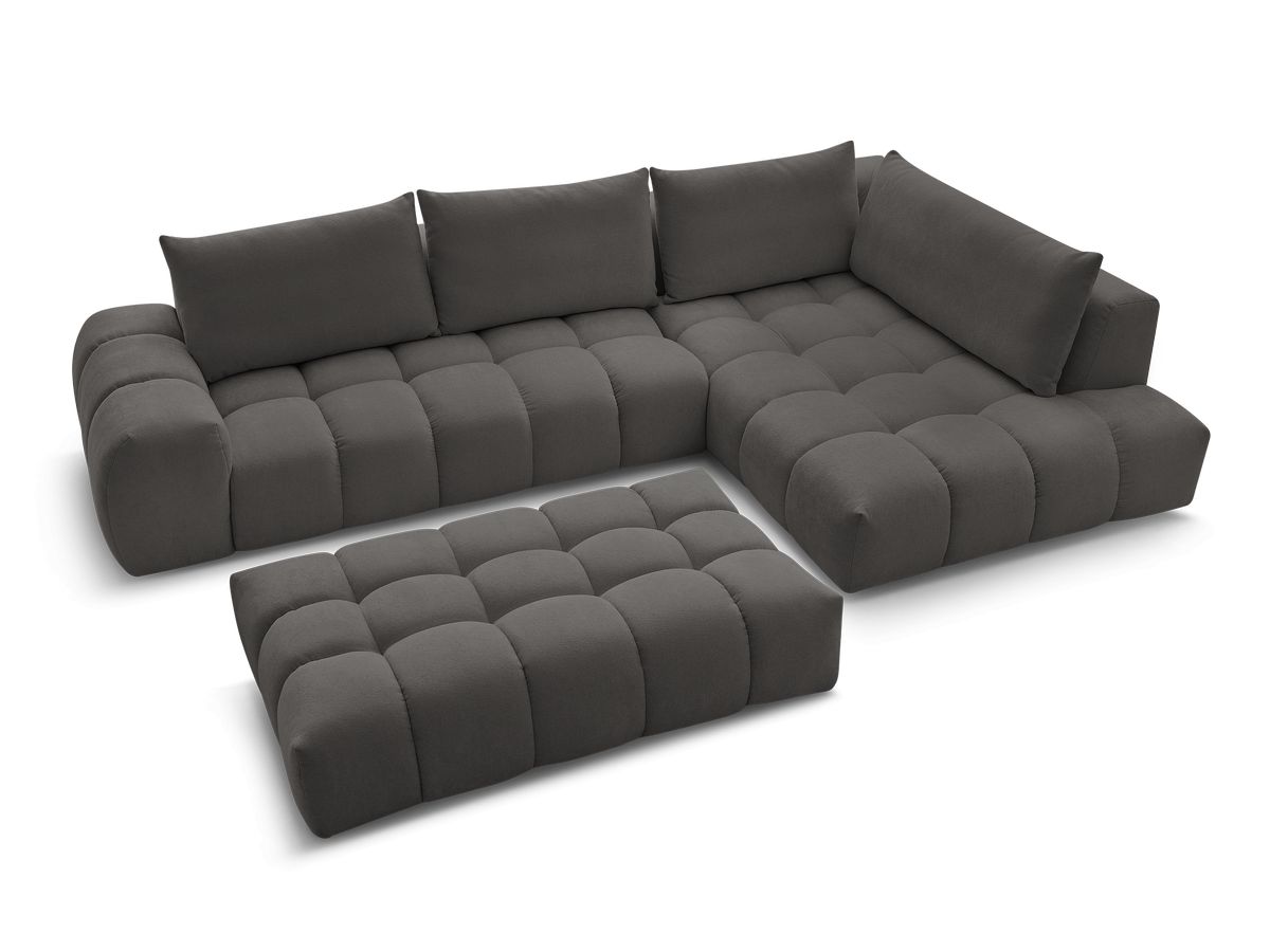 Canapé d'angle fixe EVEREST tissu texturé avec pouf