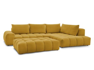 Canapé d'angle fixe EVEREST tissu texturé avec pouf