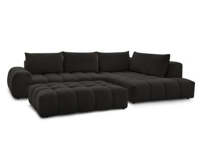 Canapé d'angle fixe EVEREST tissu texturé avec pouf