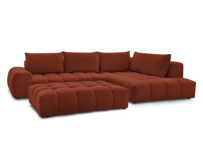 Canapé d'angle fixe EVEREST tissu texturé avec pouf