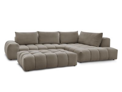 Canapé d'angle fixe EVEREST tissu texturé avec pouf