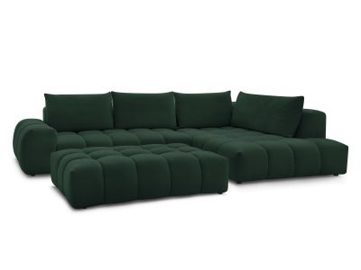Canapé d'angle fixe EVEREST tissu texturé avec pouf