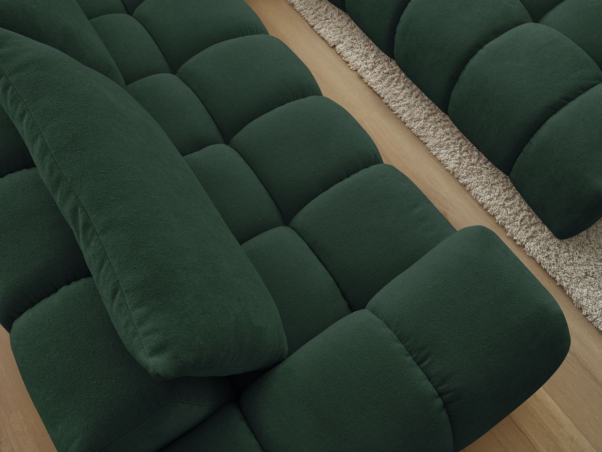 Canapé d'angle fixe EVEREST tissu texturé avec pouf