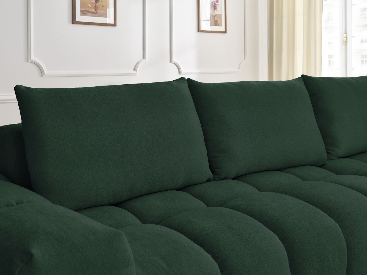 Canapé d'angle fixe EVEREST tissu texturé avec pouf