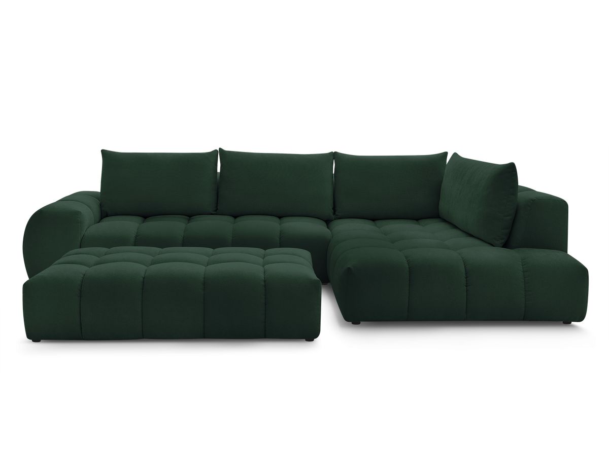 Canapé d'angle fixe EVEREST tissu texturé avec pouf