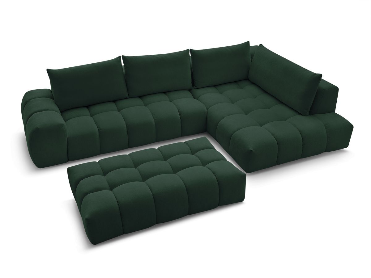 Canapé d'angle fixe EVEREST tissu texturé avec pouf
