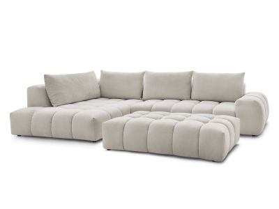 Canapé d'angle fixe EVEREST tissu texturé avec pouf