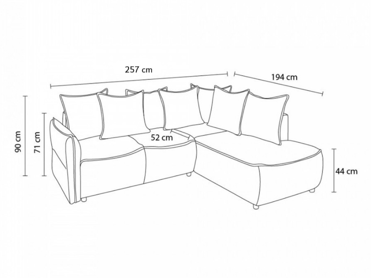 Canapé d'angle fixe EVEREST tissu chiné - Orange - Angle droit - 10 coussins