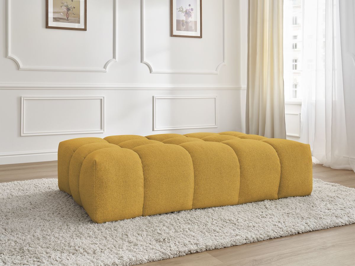 Canapé d'angle fixe EVEREST tissu chiné - Orange - Angle droit - 10 coussins